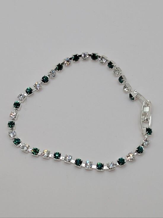 Swarovski Jewelry - Elegant Sparkly Green & Silver Tennis Bracelet Made With Swarovski Crystals NEW!